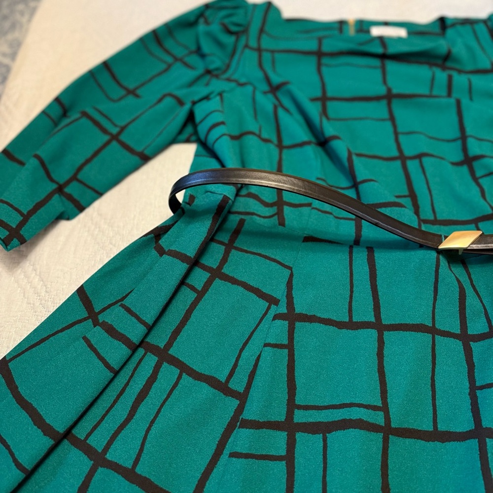 Elegant Teal Checkered Dress